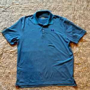Men’s blue striped Under Armor polo. Size XL